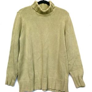 🛍️ 2 for $25 Land’s End Sage Green Cotton Knit Turtleneck Sweater Size Large